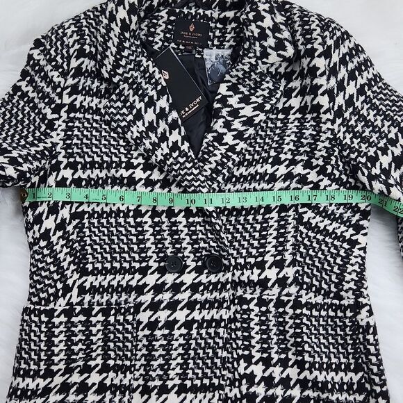 Jade & Ivory 26 International NWT Double Breasted Houndstooth Blazer Peacoat M - Picture 3 of 10